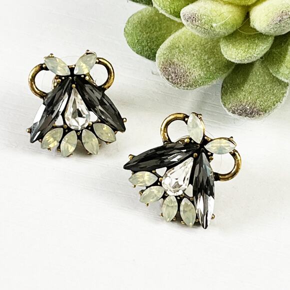 Upcycled J. Crew Crystal Fan Earrings - Picture 4 of 4